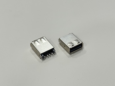 USB 2.0 A/F Clamp-Type Connector with Protective Housing | Gold-Flash Plated Terminal Connector for PCB, Cable Assembly & Electronic Devices