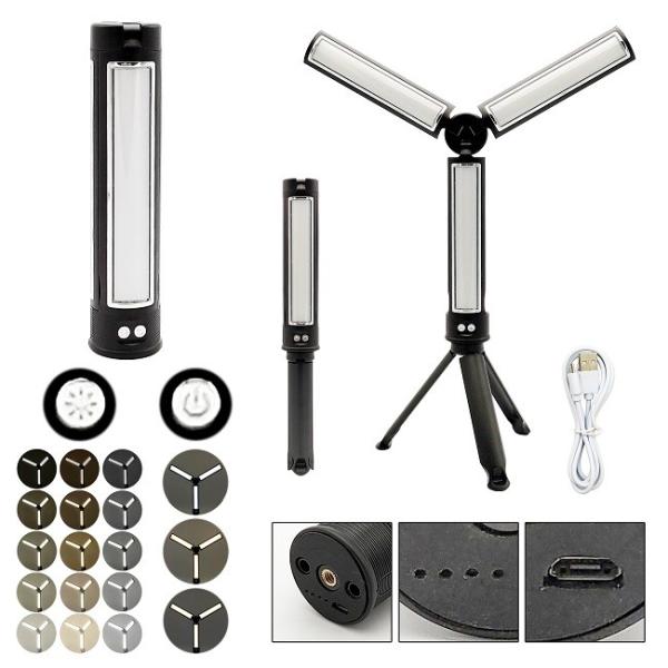Quality Rechargeable Camping Lantern 3 Panels Lantern With Tripod φ4.0x H18.6cm ABS + PS +PC wholesale