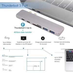 China USB C Hub Macbook Pro  Thunderbolt 3 Dock, HomeSpot Aluminum USB Hub for 2016/2017 MacBook Pro 13 & 15 4K  on sale