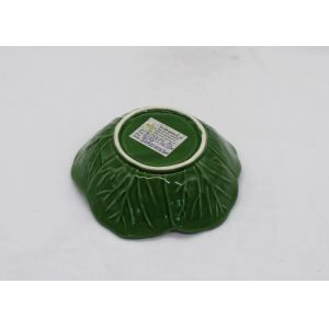 Green Glazed Ceramic Houseware Cabbage Leaf Design Bowl Dolomite Green Salad