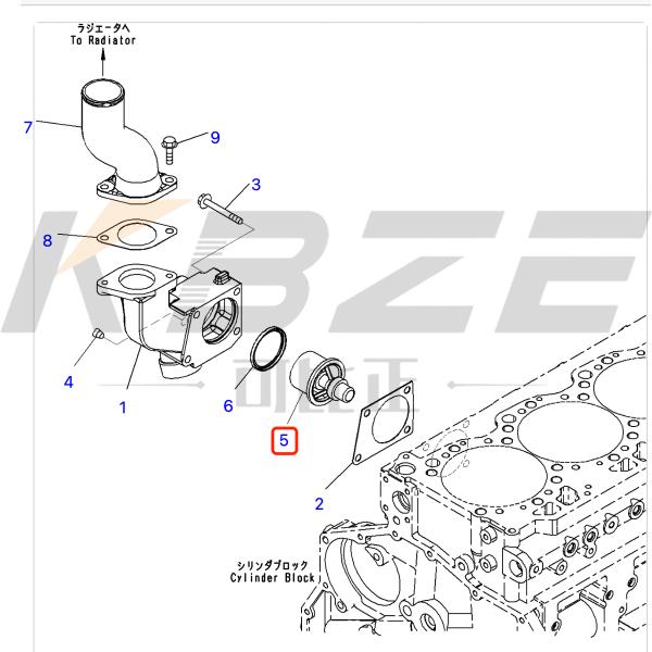 KBZE 600-421-6630 KOMATSU SAA6D125E-5 SAA6D140E0-5 SAA6D170E-3 SAA12V140E-3 ENGINE THERMOSTAT 600-421-6640 FOR PC400 PC450 HD785-5