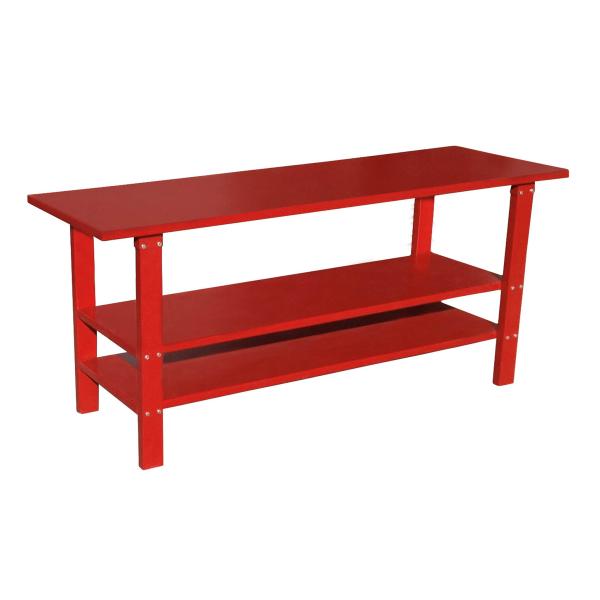 Powder Coated Red Steel 2 Shelf Heavy Duty Workbench