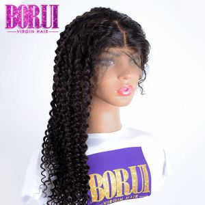 Natural Color Curly Lace Front Wig, 13*6 Deep Parting Human Hair Wigs