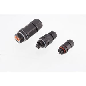 Contact Resistance 20mΩ Black Waterproof Cable Connector Effective Protection