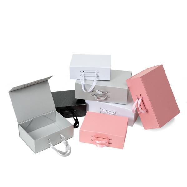 Quality CMYK Printing Collapsible Paperboard Magnetic Gift Box With Silk Ribbon wholesale