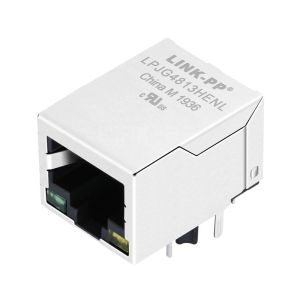Cheap XFMRS XFGIB100JM-CLGY1-2MS Compatible LINK-PP LPJG4813HENL 100/1000 Base-T Tab Down Green/Yellow Led 1 Port Cat6 RJ45 Connector Price for sale