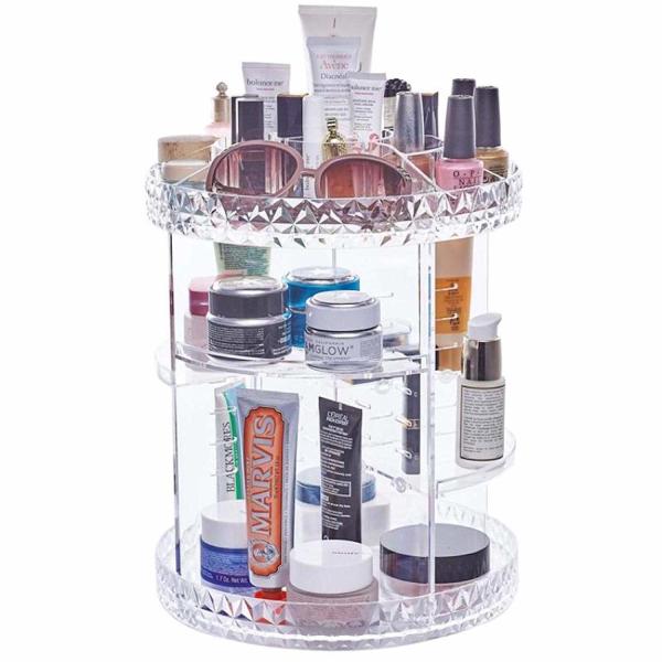 Plus size 360-degree rotating adjustable multi-function makeup storage organizer