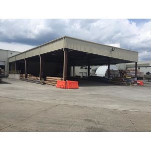 China Q345B Warehouse Steel Structure For Stocking With Normal Paint Plus Color Steel Panels on sale