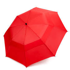 Red Extra Large Collapsible Golf Umbrella 190T Pongee Fabirc 12mm Shaft Easy