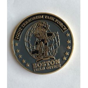 Antique gold plated 3D metal challenge coin with custom logo