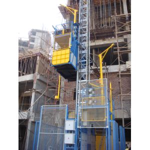 China Blue Twin Cage Construction Material Hoists for Building SC200 on sale