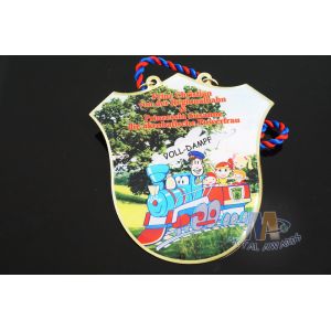 Custom Design Soft Enamel Medals With Cord , Printing Full Color Brass Material