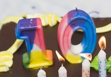 Quality Handmade Rainbow Number 10 Birthday Candle With 100% Paraffin Material wholesale