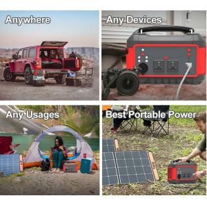 Portable Lithium Battery Power Station 600W 162Ah AC DC USB Quick Charge Solar