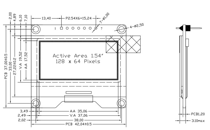 1.54 Inch OLED Display with 128x64 Resolution and SPI Interface for Crisp Monochrome Graphics
