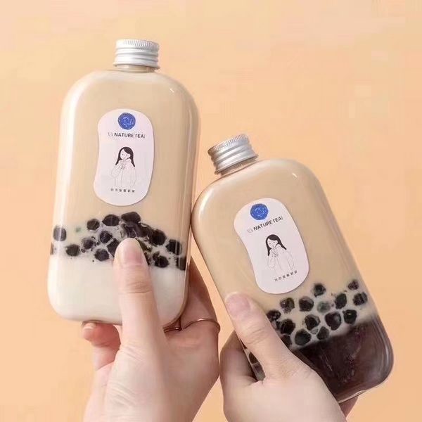 Take Away Biodegradable Juice Bottles Milk Tea Good Transparency Beverages