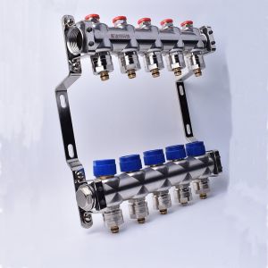 5 Way Underfloor Heating Manifold Stainless Steel Water Valve Manifold