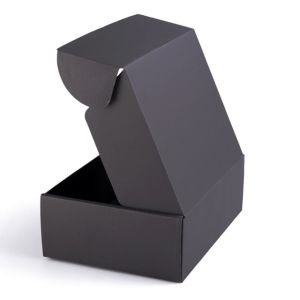 Black Custom Flat Shipping Mailer Boxes With Custom Design