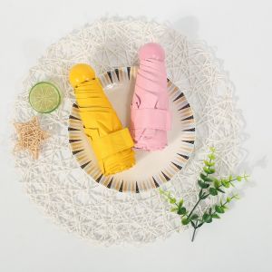 Compact Foldable Micro Strong Mini Umbrella With Plastic Case In Pink Color