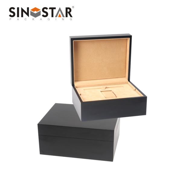 Wood Inside Material Wooden Watch Box with Soft Velvet Lining for Beig Color or