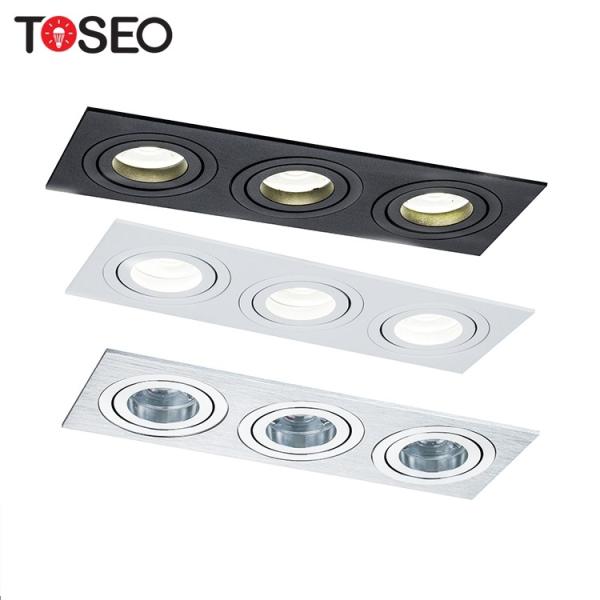 Quality GU10 Square Recessed LED Downlights 3watt 5watt 6watt 7watt Three Head LED Spotlight wholesale