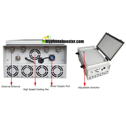 Quality 75w 5 Channels High Power Prison Jail Signal Jammer Blocker Jam GSM DCS 3G 4G Wifi Signals Range Up To 100m With DC27V wholesale