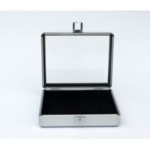 Custom Small Silver Aluminum Cases With Transparent Arylic Panel For Packing