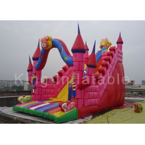 Customized 0.55mm PVC Pink Inflatable Vivid Animals Dry Slide amusement park