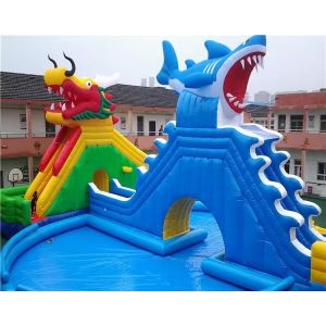14*18m Inflatable Water Park with 1200w Blower and 1-20 People Capacity Dragon