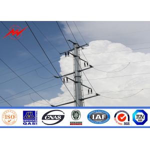 69kv Distribution Line Hinged Octagonal Steel Power Pole With Cross Arm