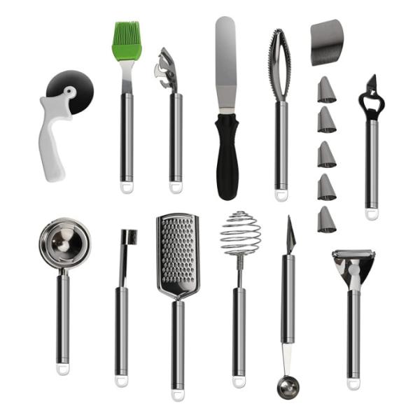 Quality Robust Stainless Steel Kitchen Utensil Sets , 18pcs Rustproof Kitchen Tool Kit wholesale