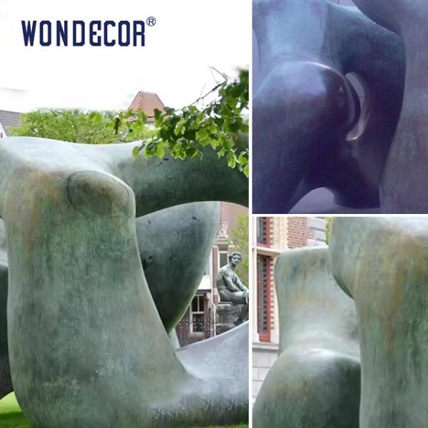 Large Outdoor Abstract Geometric Copper Sculpture With 3D Design