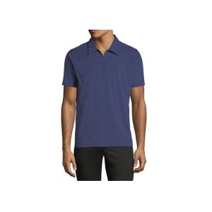 China Polyester Zip Mens Personalised Polo Shirts Casual Split Hem Wrinkle Resistant on sale