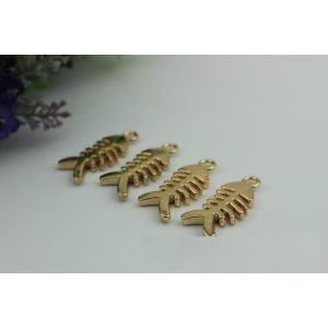 Small light gold fish bones pattern zinc alloy metal handbag logo label tags for