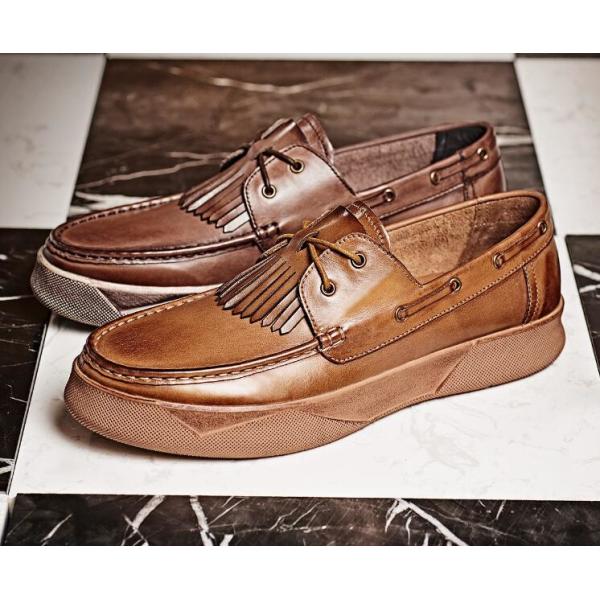 Quality Retro Casual Men Flats Shoes Custom Mens Leather Driving Loafers With Tassels wholesale