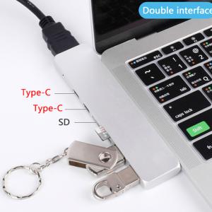 Multifunction aluminium thunderbolt 3 dual usb c to 7 in 1 combo type c interface usb-c hub for Apple