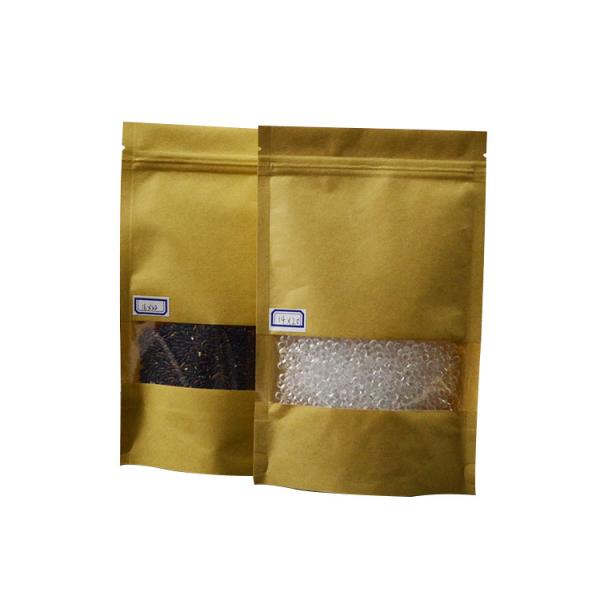 Biodegradable Resealable Food Packaging With Window Kraft Paper Stand Up Pouch