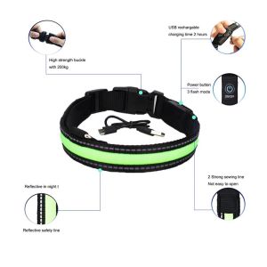 Custom Nylon Glowing Rechargeable Usb Safety Dog LED Collars