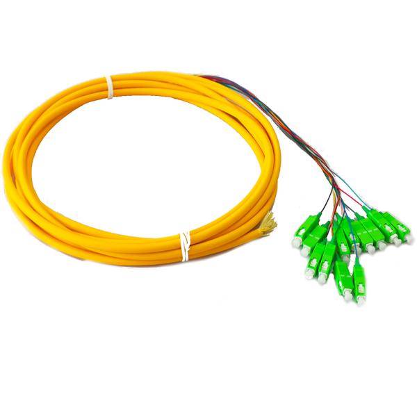 SM 1.5m 3m 12 Core colored SC APC Fiber Optic Pigtail IEC ISO 9001