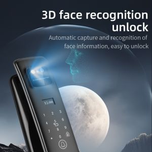 Electronic Door Lock With 3D Face ID Video Calling Fingerprint Card Key Code