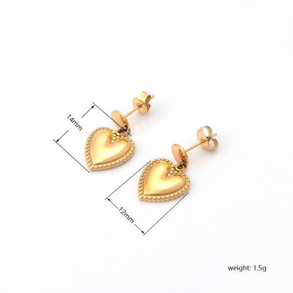 Stainless steel heart-shaped women's gold earrings with personalized peach heart design earrings