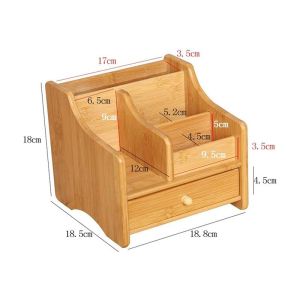 Functional Style Bamboo Makeup Storage With Drawers for Office and Jewelry