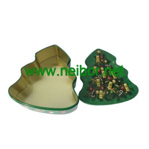 custom printing christmas tree shape chocolate tin box