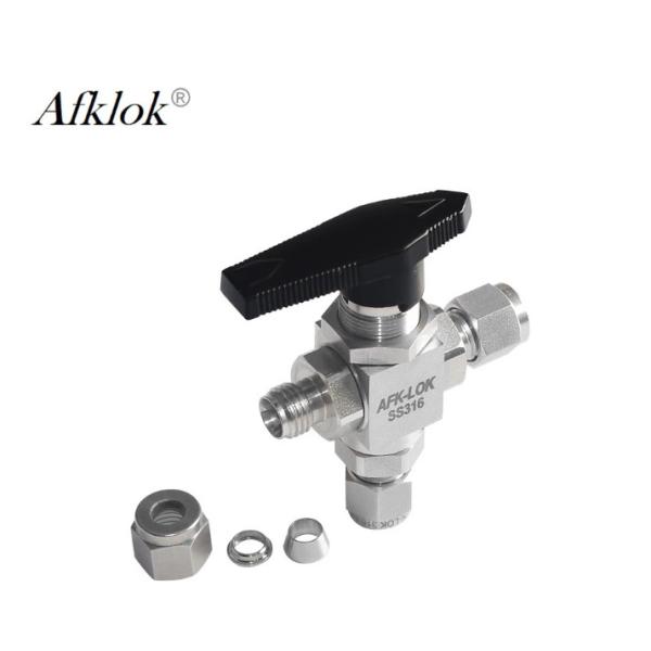 Ferrule OD High Pressure Three Way Ball Valve Stainless Steel 3000 Psi Manual