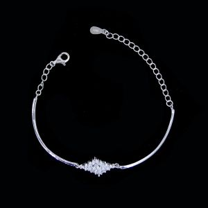 Ball Shape 925 Silver Cubic Zirconia Bracelet Magnet Design For Body Without