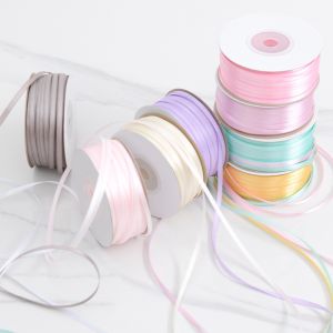 3mm Narrow Assorted Color Custom High Durability Polyester Satin Ribbon for Gift