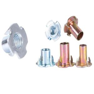 Cheap M6 M8 Steel 4 Claw 4 Prong Furniture Tee Nut with Pronge Yellow Blue White Zinc PlatingDIN1624 for sale