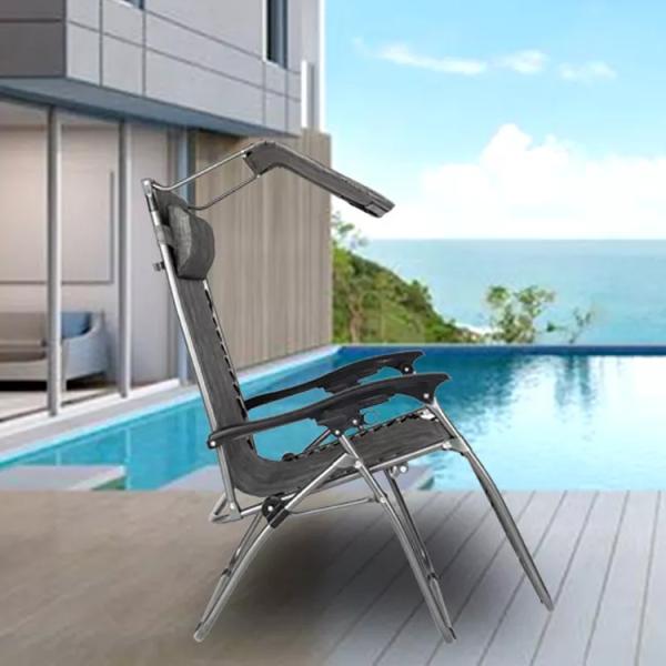 Custom Logo Traditional Design Style Chaise Folding Recliner Lounge Chair for Camping