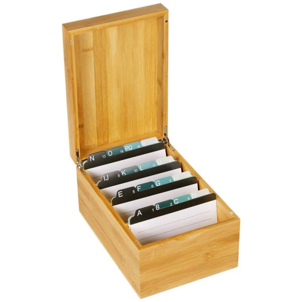 Professional Bamboo Desktop Business Card Holder With Index Cards GLOSSY Load