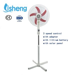 Energy Saving 16 Inch Solar AC/DC Powered Floor Fans With Adapter
